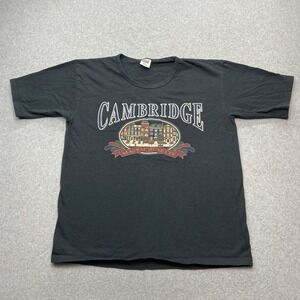 Vintage Woman's Cambridge Massachusetts Black T Shirt Size L Made In USA‎